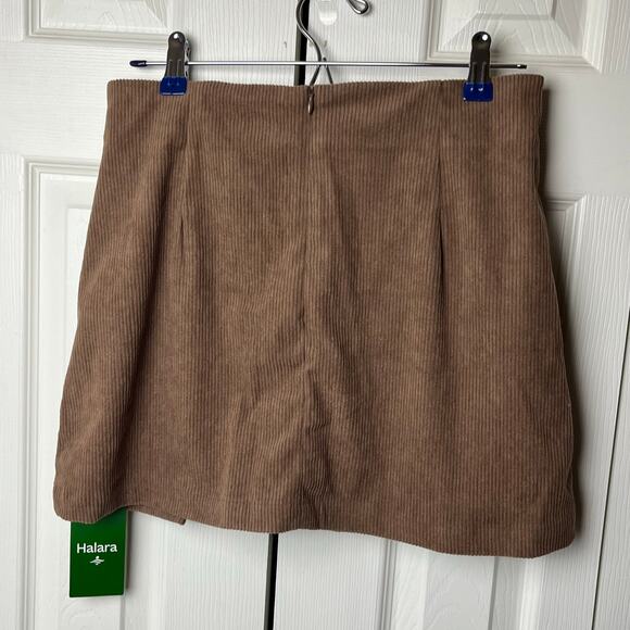 Halara High Waisted Back Zipper Split Hem 2-in-1 Corduroy Casual Skirt Brown M - Picture 8 of 10